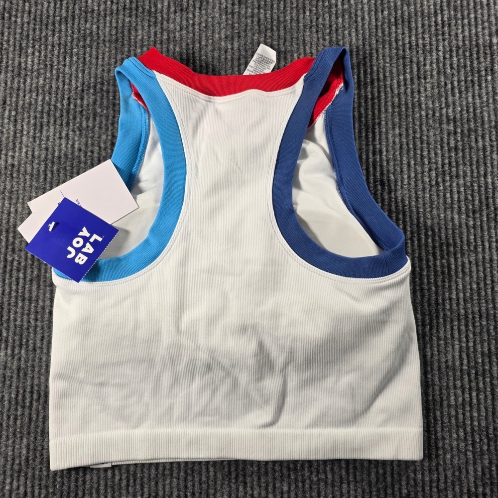 JoyLab Womens Ribbed Seamless Longline Sports Bra Colorblock Red Blue Medium NWT - Picture 6 of 6
